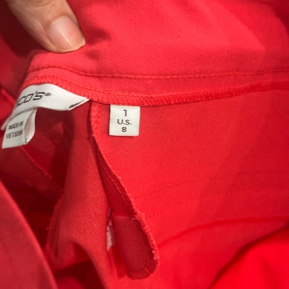 Chico's Vibrant Coral Lace Trim Pants - Picture 7 of 12